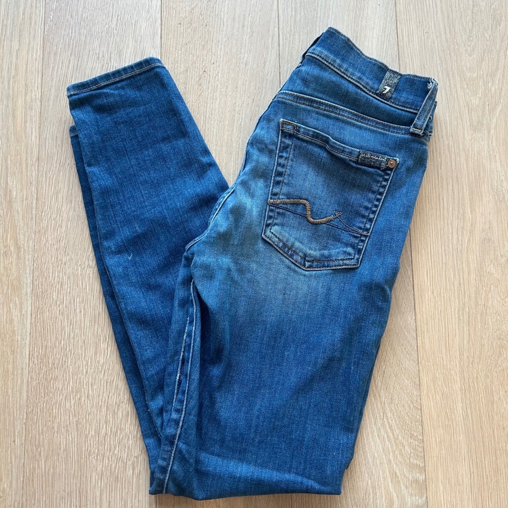 7 For All Mankind Ankle Gwenevere Jeans Womens 27 Blue Skinny Med Wash Stretch - Picture 10 of 10
